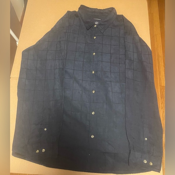 Knightsbridge Men’s Big & Tall Navy Blue Sueded Casual Button Up Shirt Size 4X - Picture 2 of 10
